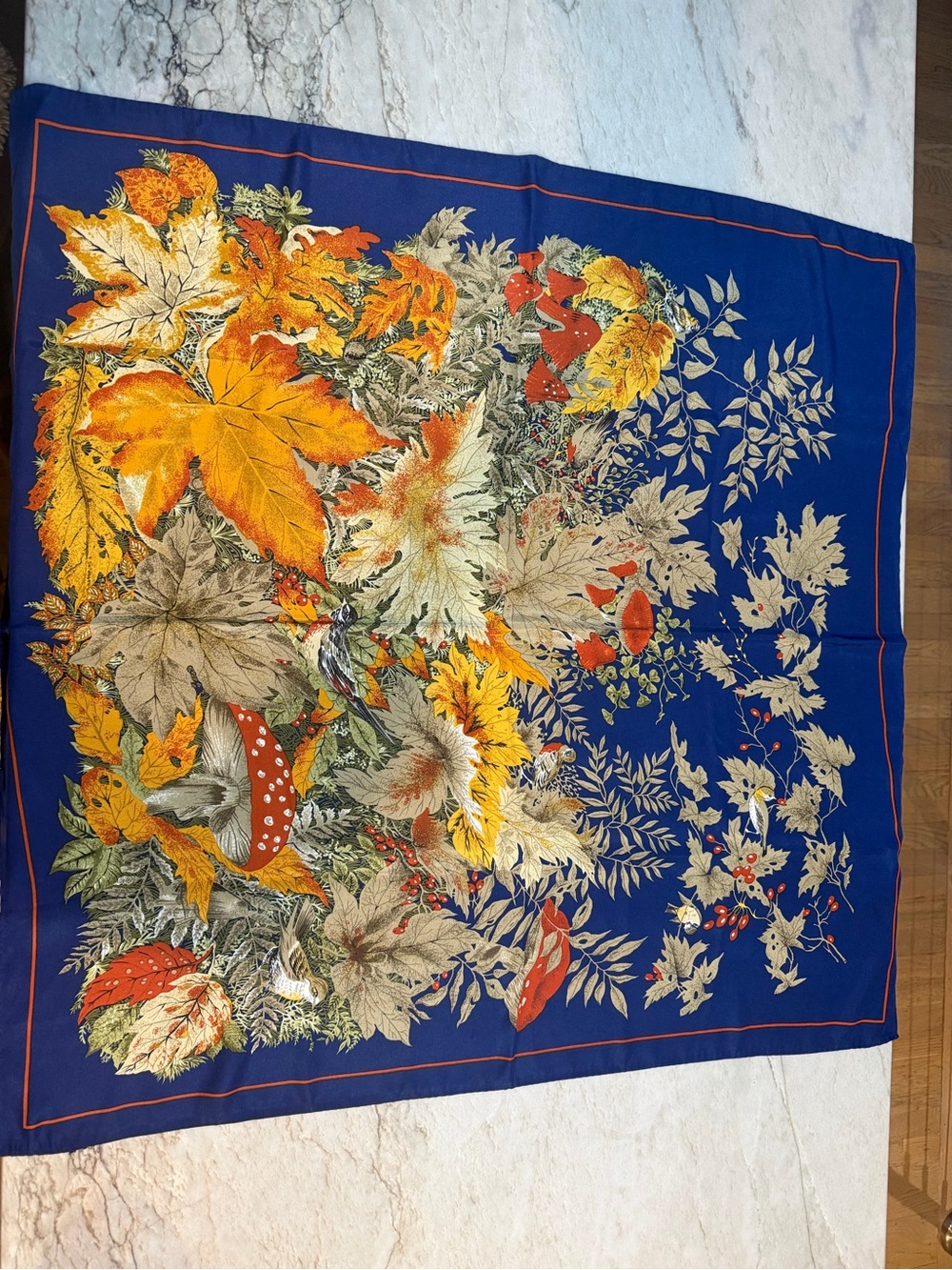 Vintage Autumn Leaf Print Scarf